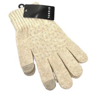 New Torrid Cream Oatmeal Rhinestone Gloves